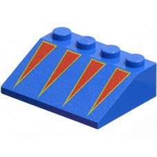 Part 3297px1 Blue Slope 33 3 x 4 with Red Triangles with Yellow Borders Pattern 